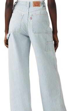 Levi's Blue & White Cinch Baggy Striped Painter/Carpenter Jeans